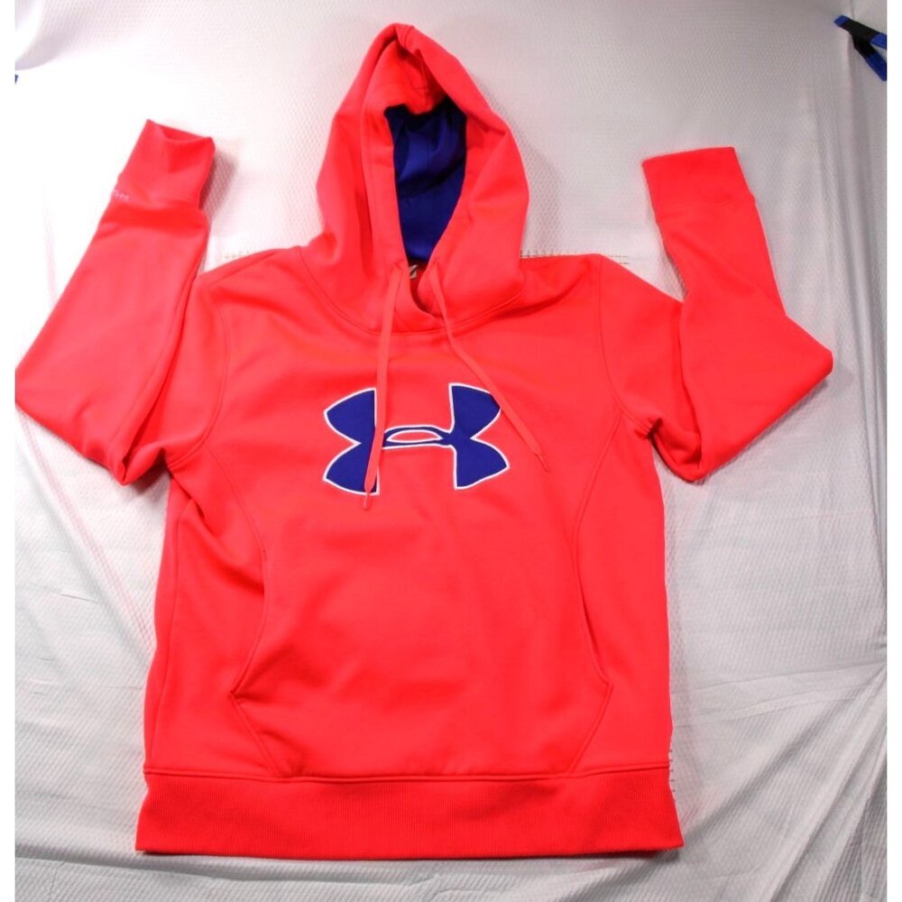 Under Armour Womens Coldgear Orange & Blue Hoodie Sweatshirt LG/G